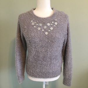 L’Amour Nanette Lepore Eyelash Sweater Gray M